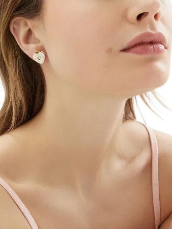 AMORE Steel earrings yellow gold/white - Earrings