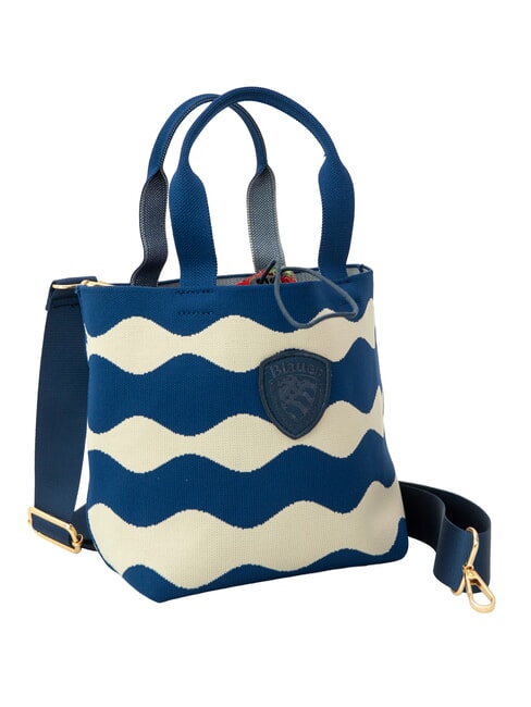KNITTED Handbag, with shoulder strap cream/navy - Women&rsquo;s Bags