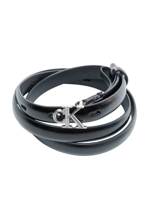 ROUND CK BUCKLE Leather belt ck black / antique nickel - Belts