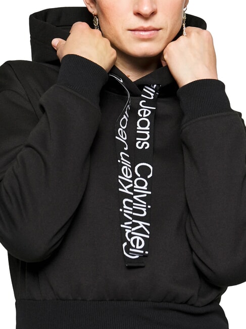 CK JEANS Hooded dress ck black/bright white - Woman Clothes