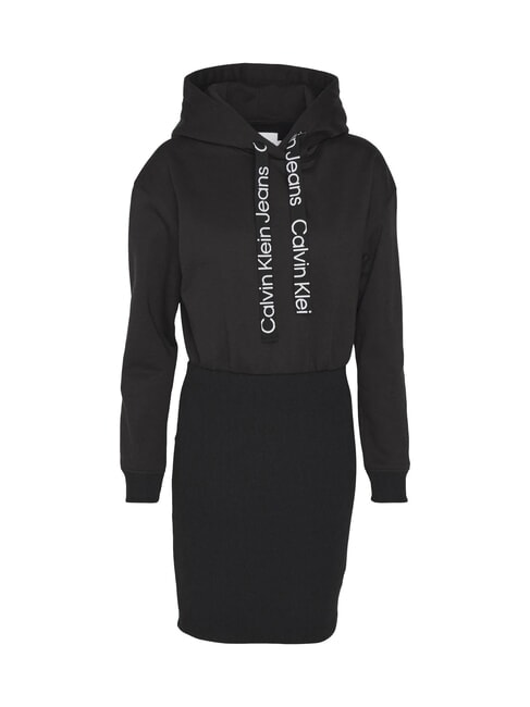CK JEANS Hooded dress ck black/bright white - Woman Clothes