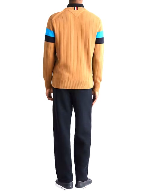 TH Crew neck sweater cognac / sugarcane mono - Men's Sweaters