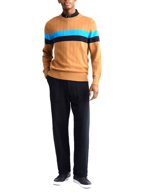 TH Crew neck sweater cognac / sugarcane mono - Men's Sweaters