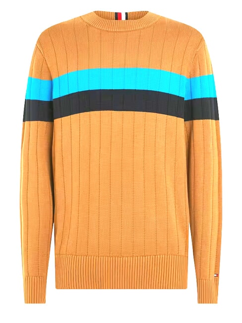 TH Crew neck sweater cognac / sugarcane mono - Men's Sweaters
