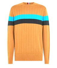 TOMMY HILFIGER TH Crew neck sweater cognac / sugarcane mono - Men's Sweaters - 5