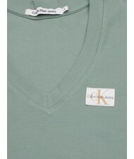 CALVIN KLEIN WOVEN LABEL Short-sleeved cotton T-shirt grey - T-shirt - 2