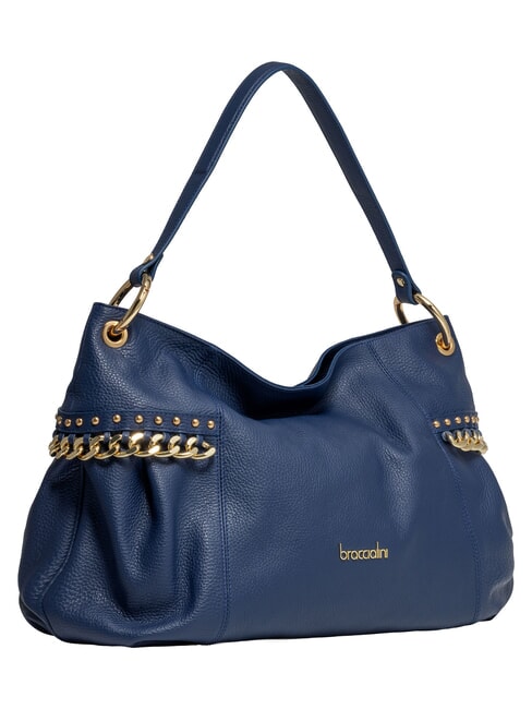 NORA Leather shoulder bag with chain blue - Women&rsquo;s Bags