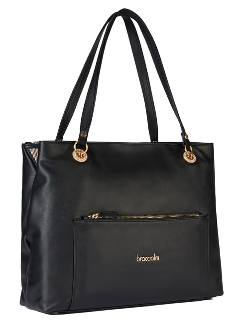 NORA Leather shoulder bag with pocket black - Women&rsquo;s Bags