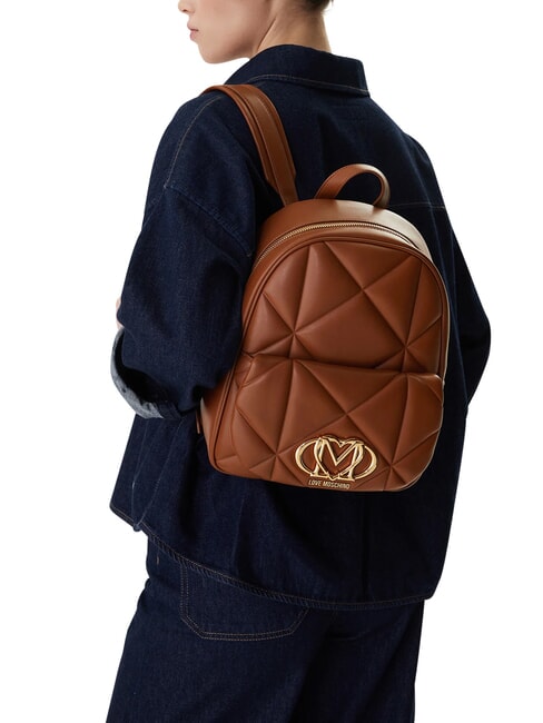 EMBOSSED Backpack with front pocket chestnut - Women&rsquo;s Bags