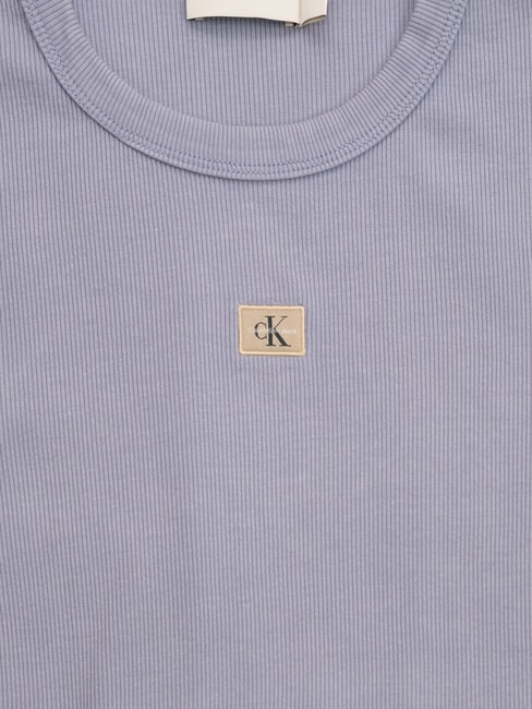 WASHED WOVEN LABEL Short-sleeved cotton T-shirt purple - T-shirt