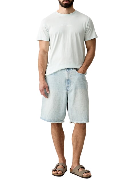 BASIC Short-sleeved cotton T-shirt azure - T-shirt