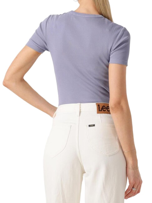 WASHED WOVEN LABEL Short-sleeved cotton T-shirt purple - T-shirt
