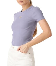 CALVIN KLEIN WASHED WOVEN LABEL Short-sleeved cotton T-shirt purple - T-shirt - 3