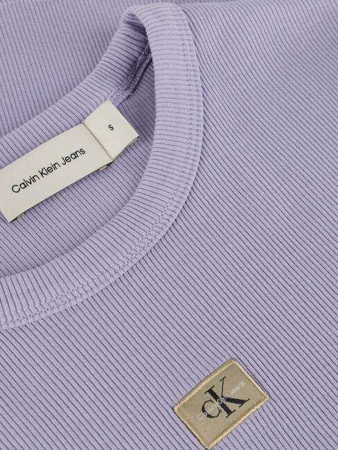 WASHED WOVEN LABEL Short-sleeved cotton T-shirt purple - T-shirt