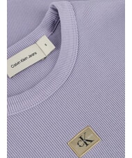 CALVIN KLEIN WASHED WOVEN LABEL Short-sleeved cotton T-shirt purple - T-shirt - 4