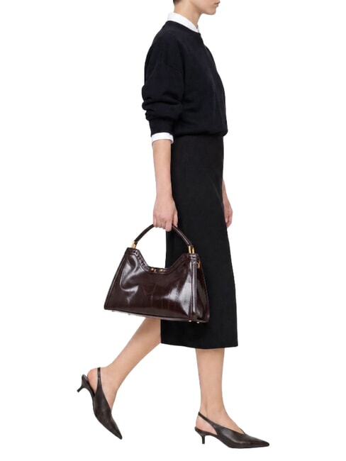 AURORA Handbag with shoulder strap, in leather antique ruby - Women&rsquo;s Bags