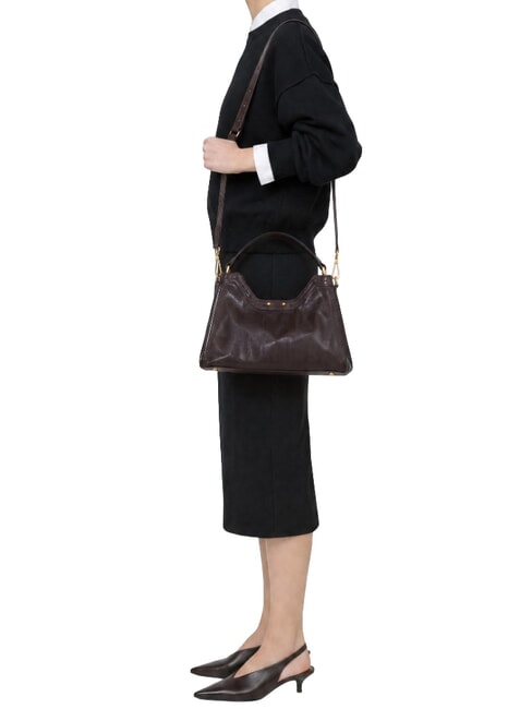 AURORA Handbag with shoulder strap, in leather antique ruby - Women&rsquo;s Bags