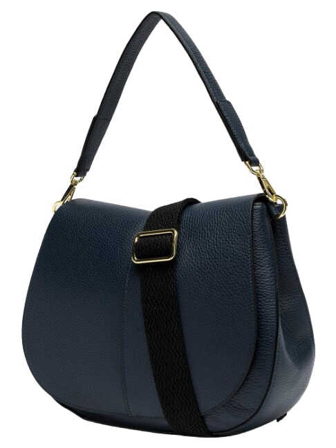 HELENA ROUND Shoulder bag with shoulder strap, in leather BLUE - Women&rsquo;s Bags
