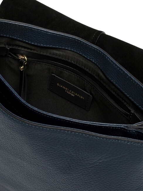HELENA ROUND Shoulder bag with shoulder strap, in leather BLUE - Women&rsquo;s Bags