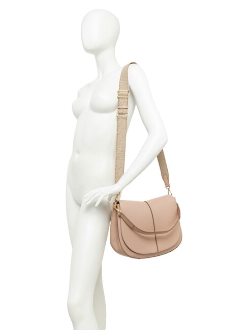 HELENA ROUND Shoulder bag with shoulder strap, in leather BLUE - Women&rsquo;s Bags
