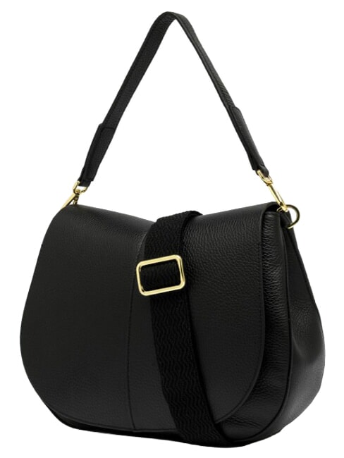 HELENA ROUND Shoulder bag with shoulder strap, in leather Black - Women&rsquo;s Bags