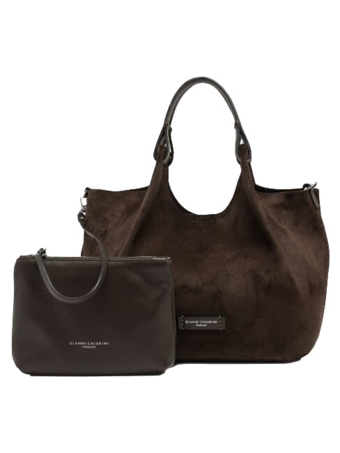DUA Shoulder bag with shoulder strap, in leather mocha - Women&rsquo;s Bags