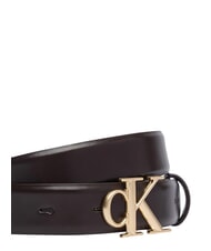CALVIN KLEIN ROUND CK BUCKLE Leather belt delicious/antique silver - Belts - 3