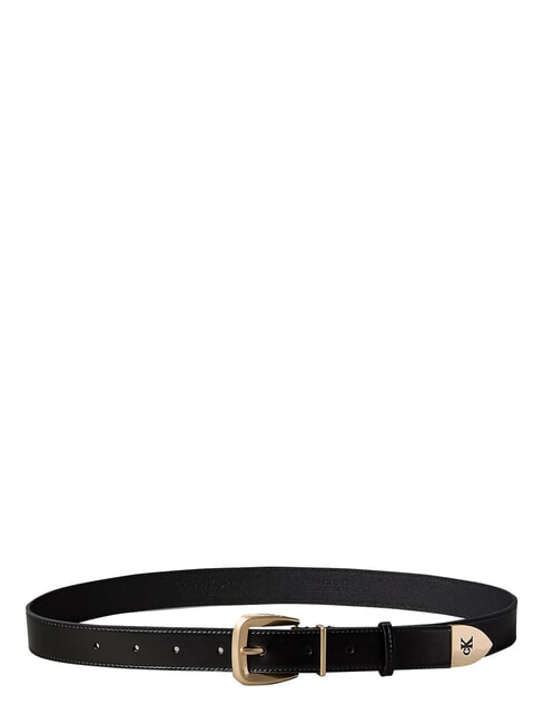 HW END TIP Leather belt black / antique light gold - Belts