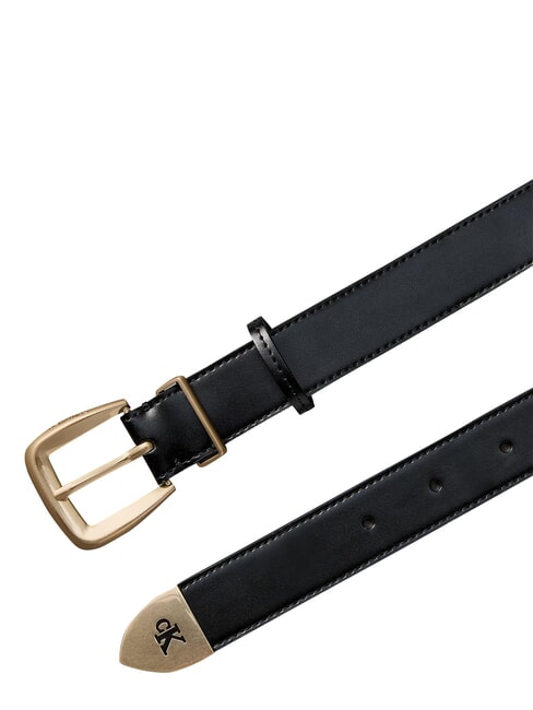 HW END TIP Leather belt black / antique light gold - Belts