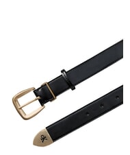 CALVIN KLEIN HW END TIP Leather belt black / antique light gold - Belts - 3