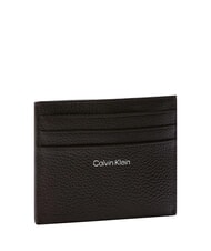 CALVIN KLEIN HARDWARE EMBLEM PEBB Flat leather card holder - Women&rsquo;s Wallets
