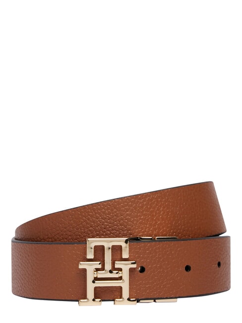 TH LOGO Double-sided leather belt black/cognac - Belts