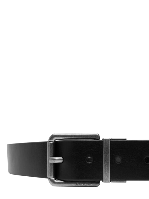 CASUAL ROLLER Reversible leather belt black/ck dark brown/antique s - Belts