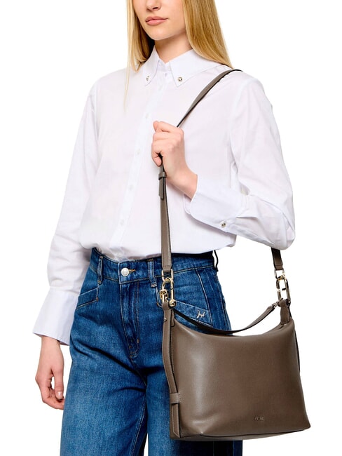 TONIE Leather shoulder bag with shoulder strap muddy gray - Women&rsquo;s Bags
