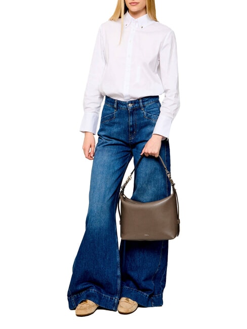 TONIE Leather shoulder bag with shoulder strap muddy gray - Women&rsquo;s Bags