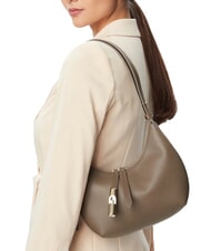 FURLA GOCCIA Hammered leather shoulder bag muddy gray - Women&rsquo;s Bags - 2