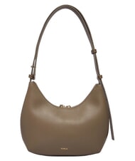 FURLA GOCCIA Hammered leather shoulder bag muddy gray - Women&rsquo;s Bags - 4