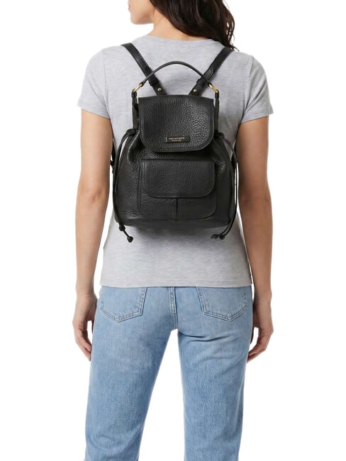 MARTINA Hammered leather backpack Black Gold - Women&rsquo;s Bags