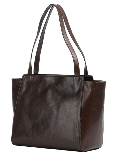 LUCREZIA Leather shoulder shopping bag mocha with gold - Women&rsquo;s Bags