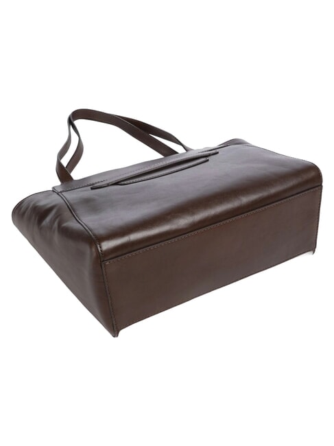 LUCREZIA Leather shoulder shopping bag mocha with gold - Women&rsquo;s Bags