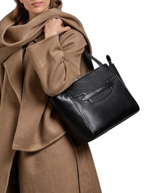 LUCREZIA Leather shoulder shopping bag Black Gold - Women&rsquo;s Bags