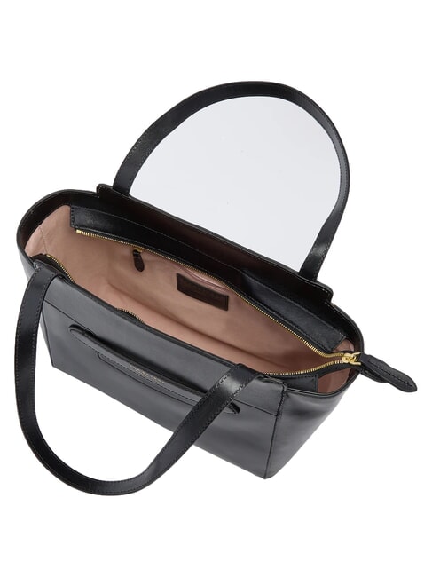 LUCREZIA Leather shoulder shopping bag Black Gold - Women&rsquo;s Bags