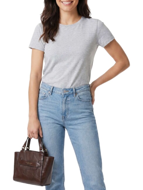 LUCREZIA Leather handbag with shoulder strap mocha with gold - Women&rsquo;s Bags