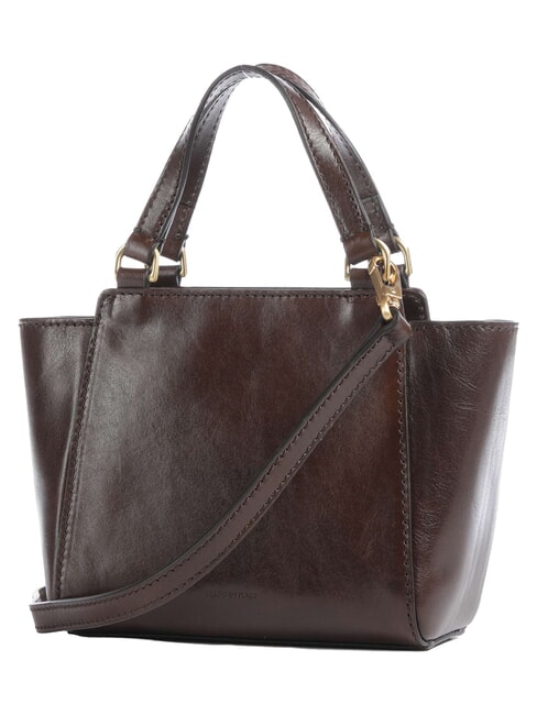 LUCREZIA Leather handbag with shoulder strap mocha with gold - Women&rsquo;s Bags