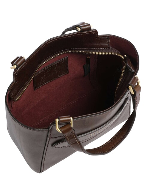 LUCREZIA Leather handbag with shoulder strap mocha with gold - Women&rsquo;s Bags