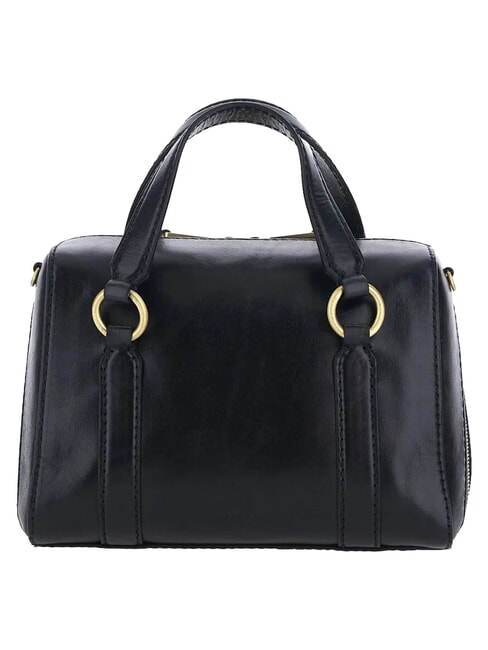 LAURA Leather satchel bag with shoulder strap Black Gold - Women&rsquo;s Bags