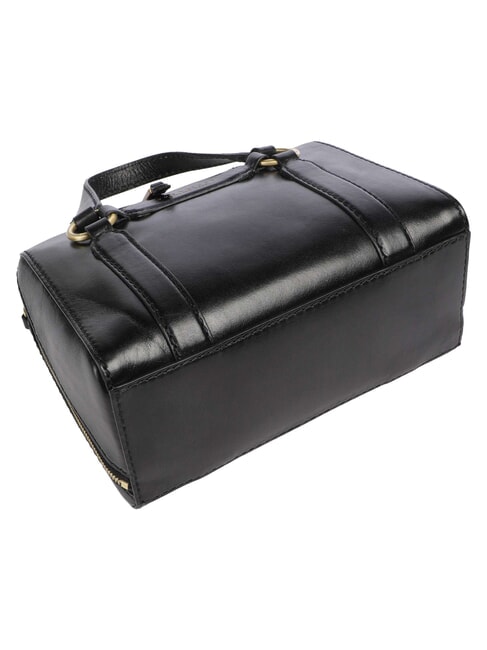 LAURA Leather satchel bag with shoulder strap Black Gold - Women&rsquo;s Bags