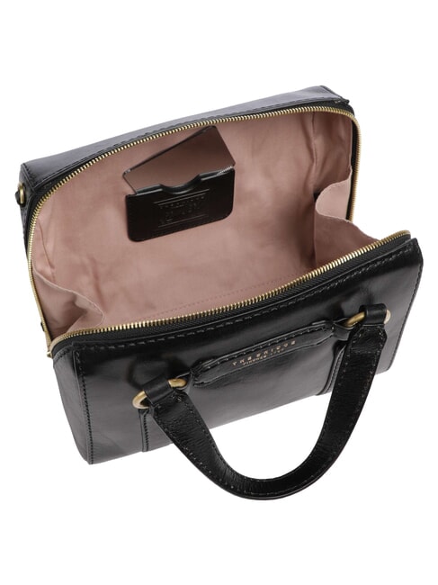LAURA Leather satchel bag with shoulder strap Black Gold - Women&rsquo;s Bags