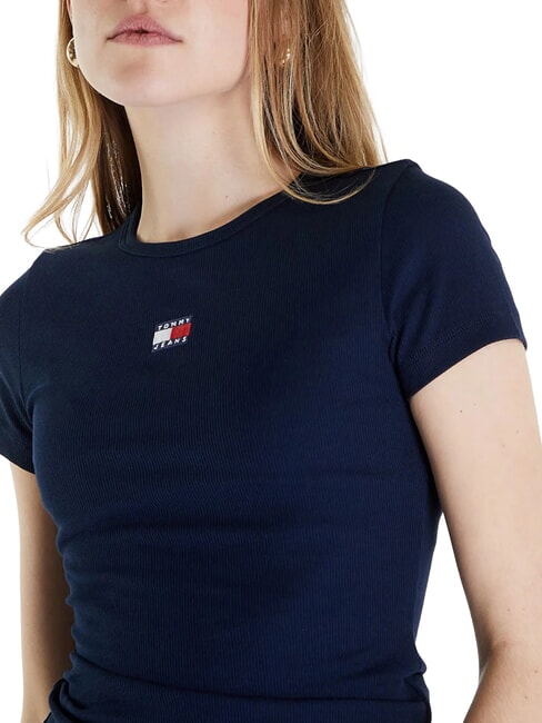 TH JEANS Ribbed short-sleeved T-shirt dark night navy - T-shirt