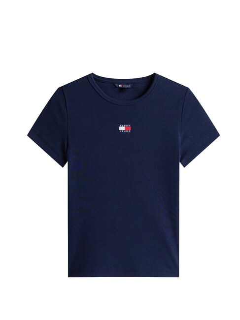 TH JEANS Ribbed short-sleeved T-shirt dark night navy - T-shirt